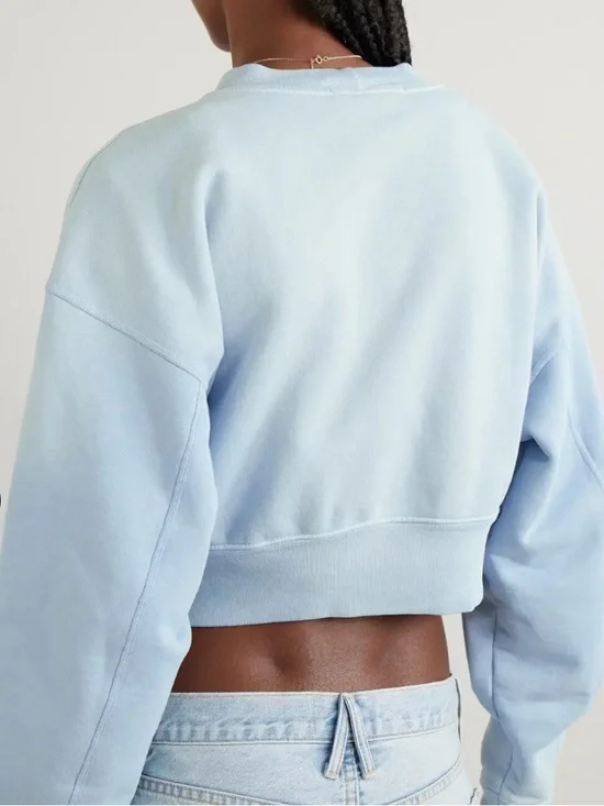 New SLVRLAKE Light Blue Cropped Crewneck Sweatshirt  Size Small Cotton - Picture 3 of 14